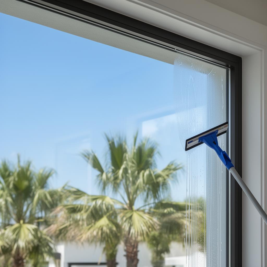 Professional window cleaning on a luxury Orange County home